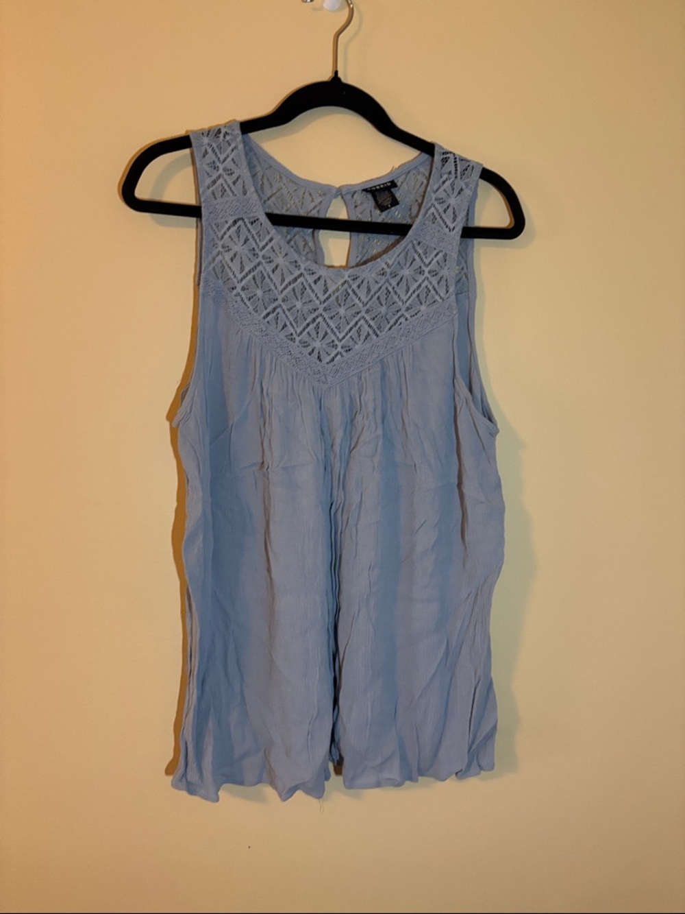 torrid Light Blue Crochet Yoke Tank Top
